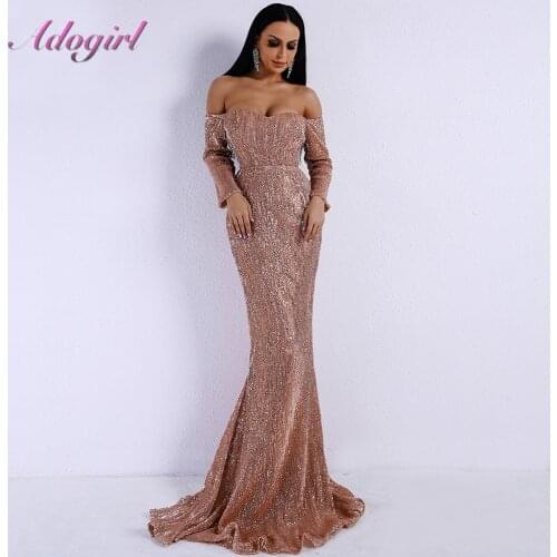 Sexy Shining Sequin Off Shoulder Backless Evening Party Club Mermaid Dress Women Casual Elegant Strapless V Neck Banquet Dresses