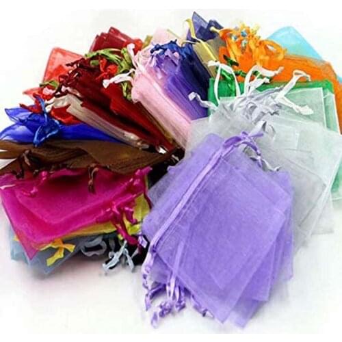 100pcs Organza Bag Jewelry Packaging Gift Candy Wedding Party Goodie Packing Favors Pouches Drawable Bags Sweets Pouches #P2