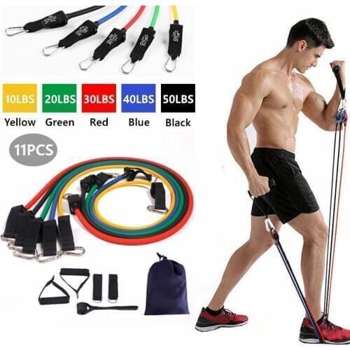 11pcs/Set Elastic Pull Rope Resistance Belt for Family Fitness Exercise Arm and Leg Strength Exercise