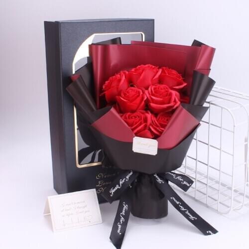 2021 Solid Color Soap Roses Bouquet Artificial Floral With Box Valentines Day Girlfriend Romantic Creative Gift