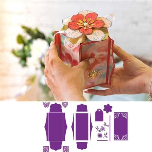 3D Flower Butterfly Box Frame Metal Cutting Dies Stencils For DIY Scrapbooking Decoration Embossing Supplier Cards Craft Die Cut