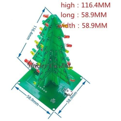 3D Christmas Tree LED DIY Kit Red/Green/Yellow LED Flash Circuit Kit Electronic Fun Suite Connector