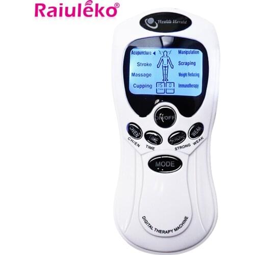 Tens EMS Dual Output Body Massager Digital Therapy Machine Body Slimming Pulse Massager Acupuntura Electronica Massage Electrode