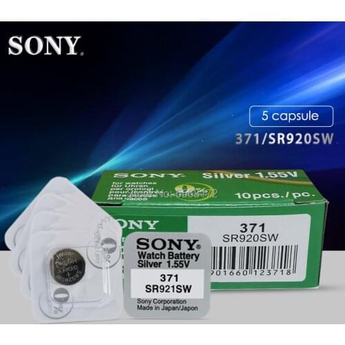 5pc For Sony Original Single grain packing AG6 371 SR920SW 920 1.55V Watch Battery SR920SW 371 Button Coin Cell MADE IN JAPAN