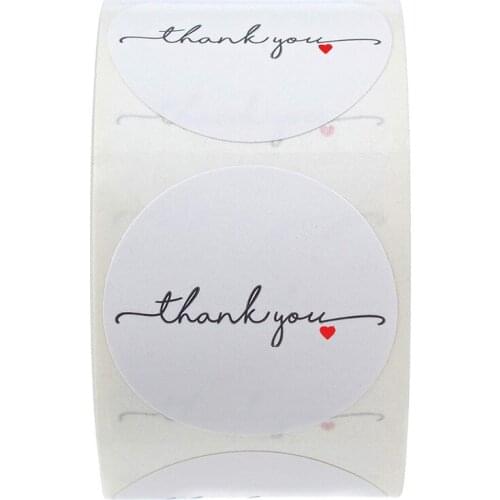 500pcs/roll Round White paper label sticker thank you sticker scrapbook 1 inch wedding envelope seal handmade stationery sticker