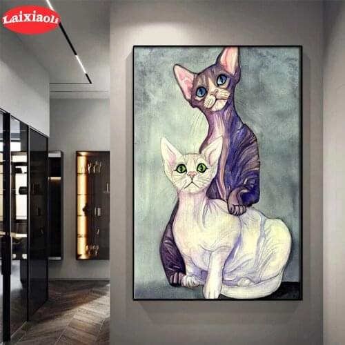 5D DIY Diamond Embroidery Two cute cats animal art Picture Rhinestone Diamond Painting Cross Stitch Mosaic New Arrival Wall Art