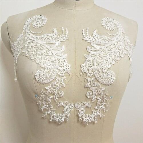 Off White Embroidery Lace Patch Applique Wedding Veil Decoration Sewing Patch VJZQ153556
