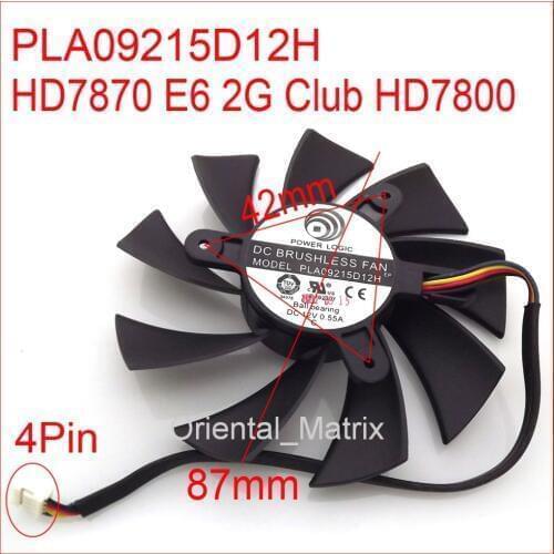 Free Shipping PLA09215D12H 12V 0.55A 87mm 4Pin 4Wire For Dataland HD7870 E6 2G Club HD7800 Cooler Cooling Fan