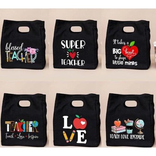Blessed Teacher Print Fresh Cooler Bags Portable Thermal Lunch Bag for Women School Food Storage Pouch Bento Box Tote Best Gifts