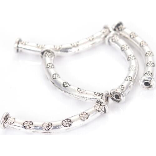 10 Pc Retro Vintage Metal Cast Antique Design Tube Bead Tibetan Silver Tone For Diy Handmade Jewelry Making Findings Accessories