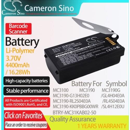 CameronSino Battery for Symbol MC3100 MC3190-G13H02E0 MC3190G fits Zebra 82-127909-02 BTRY-MC31KAB02-50 Barcode Scanner battery