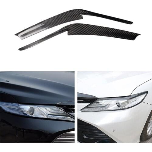 Real Carbon Fiber Headlight Eyelid Eyebrow Cover For Toyota Camry 2018-2019 Car Stickers Headlight Protector