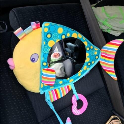 0-12 Month Baby Toy Stuffed Plush Baby Rattles Toddler Car Seat Fish Mirror Infant Stroller Hanging Animal Haha Mirror Plush Toy