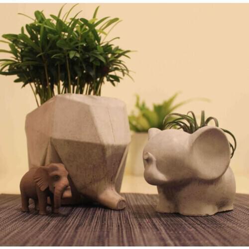 Cement Flower Pot Mold Elephant Animal Shape Silicone Molds for Planter Pot Plaster Resin Mould