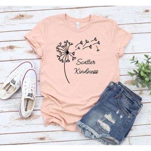 Dandelion Spread kindness t shirt Women Summer Shirts for Women Sleeve Graphic Tee Harajuku Crew Neck cotton Loose Harajuku Top