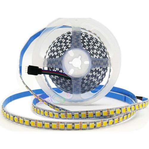 5M 120leds/m White+Warm white 2 in 1 LED Strip Light DC12V 24V Double Color SMD 5050 CCT Flexible Lamp Tape White PCB