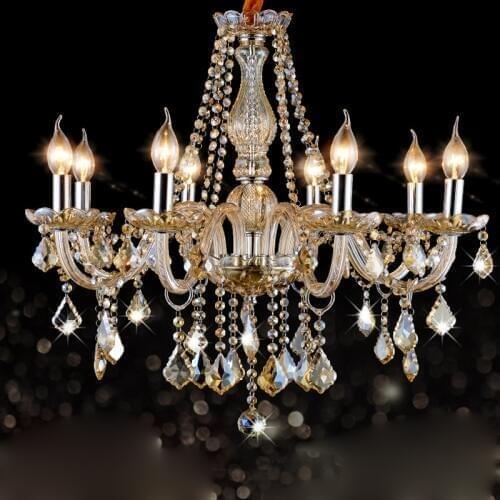 European Cognac color crystal chandelier chandelier style retro minimalist living room lamp candle lamp retro Restaurant lamps
