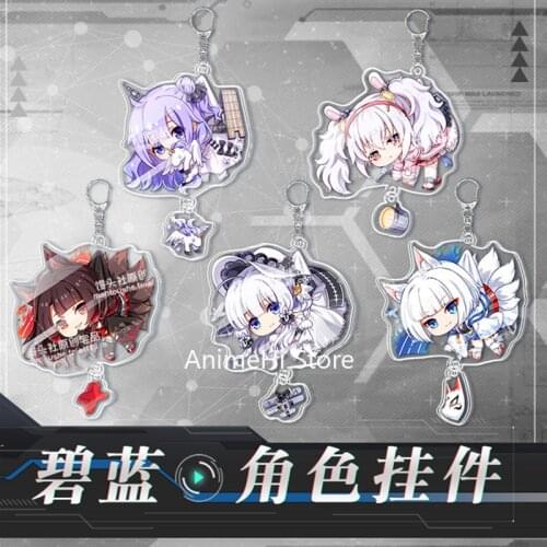 Game Azur Lane Keychain Figure USS Laffey HMS Unicorn Akagi ILLUSTRIOUS Kaga Acrylic Keyring Bag Pendant for Gift