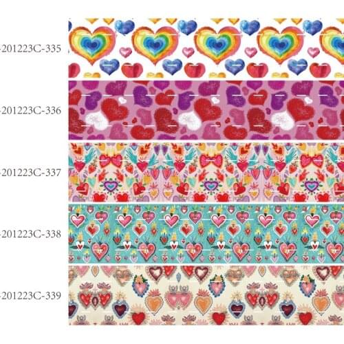 50 yards/lot) Wholesale 16MM 22MM heart printed Valentine ribbon