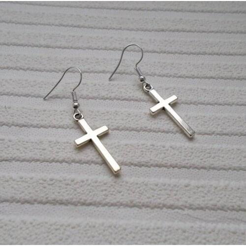 Trendy Brand Earrings for Women Men Christ Retro Bohemia Cross Simple Earrings Simple Versatile Explosion Popular Creativity