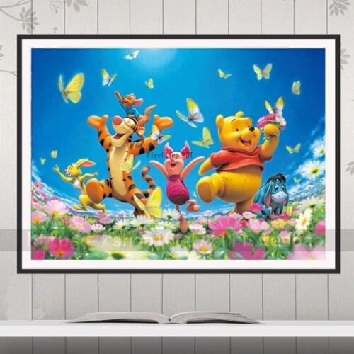 Disney 5D DIY Diamond Painting Flowers Bloom Winnie The Pooh Full Square&Round Embroidery Mosaic Cross Stitch Kits Home Decor