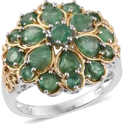 Fashion 2 Gold Color Green Zircon Rings Set for Wedding Engagement Promise Bridal Party Jewelry