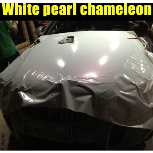 Matt Pearl White to red Chameleon Vinyl Wrap High Poly Metallic Chrome Pearl Car Stickers Bubble Air Free Release
