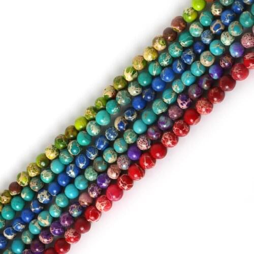 Pick Size 4mm/6mm/8mm/10mm Natural Stone Red Purple Green Sea Sediment Imperial Round Loose Beads For DIY Bracelet Jewelry