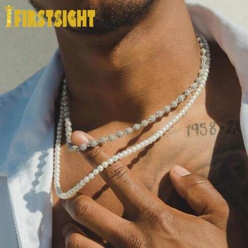 Silver Color 5mm Round Ball Miami Cuban Necklace Micro Paved Cubic Zircon Iced Out Bead Chain Choker Mens Women Hip Hop Jewelry