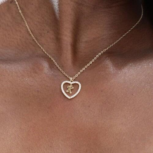 Heart Initial Pendant Necklaces Ice out Gold Choker Chain Necklace Zircon Necklace for Women Jewlry Christmas Gifts 2020 new