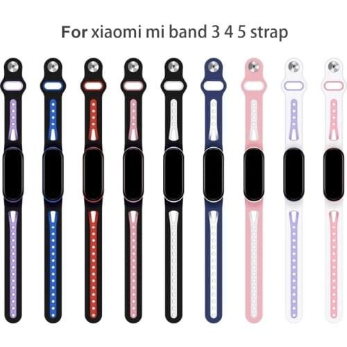 Suitable for Xiaomi Mi Band 5 3 4 Sports Silicone Wristband Suitable for Xiaomi Mi Band 3 4 5 Smart Watch Band