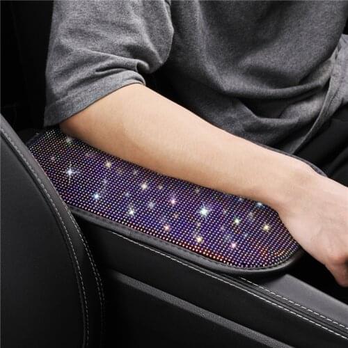 Crystal Diamond Car Armrest Mat Interior Auto Armrest Storage Box Mats Universal Armrest Cushion Cover Pad Automobiles Protector
