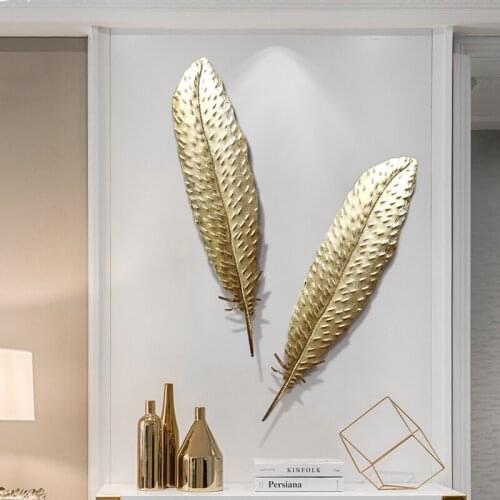 Nordic Modern Light and Decoration Wall Hanging Decor Creative Wrought Iron Wall Decor Living Room Hanging Decoration Feather