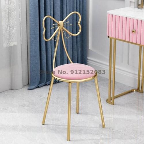 Modern minimalist girl bedroom dressing table stool butterfly backrest net red chair ins nail makeup stool light luxury