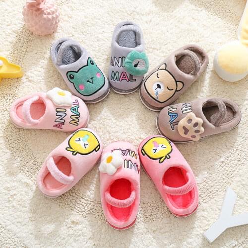 New Cartoon Childrens Cotton Slippers for Winter Home Indoor Fluffy Slippers Baby Slippers for Girls Baby Fluffy slippers