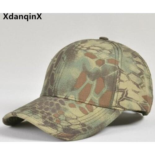 XdanqinX Novelty Snake Print Camouflage Cap Mens Baseball Caps Snapback Cap Adjustable Size Women Sports Cap Casual Couple Hat