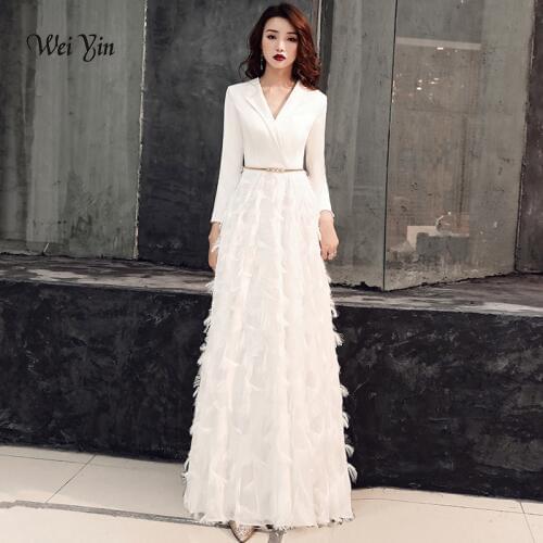 Wei yin 2021 White Evening Dress Elegant Lace Evening Gowns Long Formal Prom Dress Styles Women Prom Party Dresses WY1289