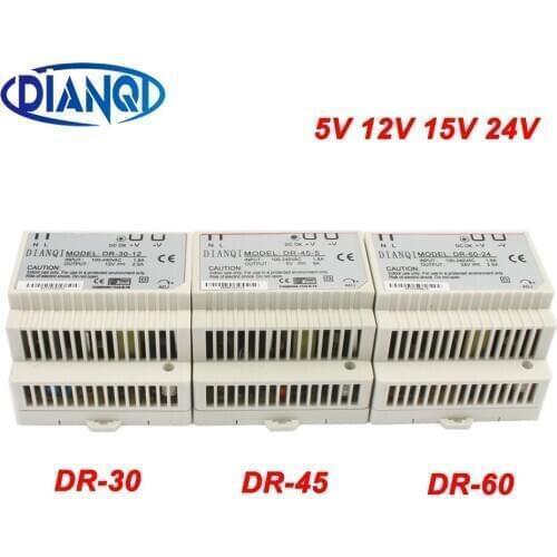 1Pcs DIANQI DR-60W 30W 45W 12V 24V 15V 48V Din Rail switching power supply ac-dc driver voltage regulator power suply DR-60-12