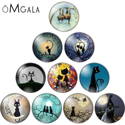 Fashion Lovely Cartoon Cats beauty 10pcs 8mm/10mm/12mm/18mm/20mm/25mm Round photo glass cabochon demo flat back Making findings
