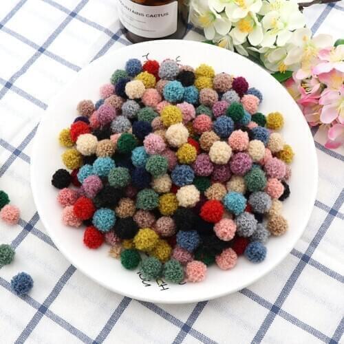 100pcs 15mm Color Curly Fluffy Plush Balls DIY Craft Supplies Earrings Pendant Hair Accessories Pompoms Decor Materials Pom Poms