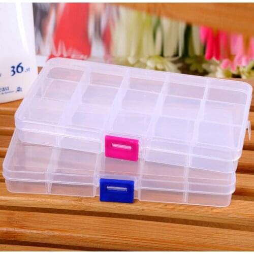 17.3*9.8*2.3CM 15 Compartment Plastic Clear Storage Box Small Box for Jewelry Earrings Toys Container SN670