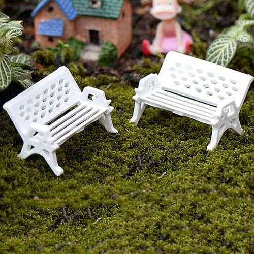 2Pcs/lot Mini Garden Decoration Chairs Fairy Garden Miniatures Terrarium Figurines Chair Craft Decoration Terrarium Figurine