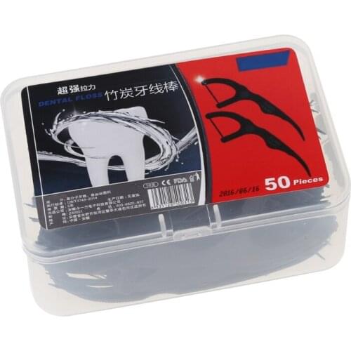 50pcs Bamboo Charcoal Dental Floss Teeth Toothpicks Stick Oral Care Tooth Clean