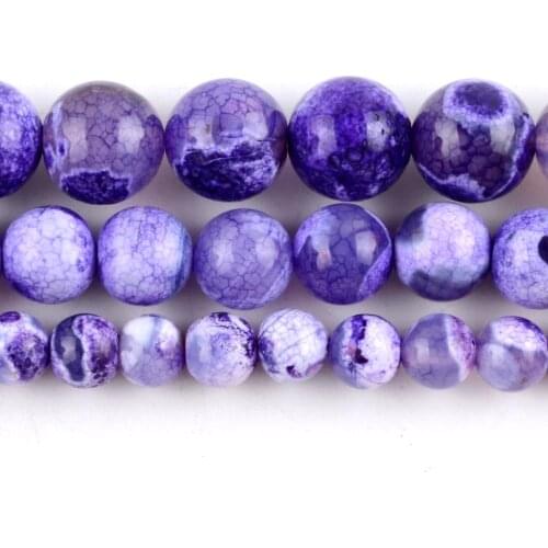 Natural Purple White Fire Agates Stone Beads Round Loose Spacer Beads For Jewelry Making 6/8/10mm DIY Bracelet Handmade