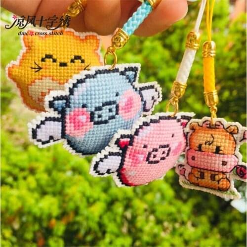 DIY Craft Stich Cross Stitch Phone Accessories Pig Wing Plastic Fabric Needlework Embroidery Crafts Counted Cross-Stitching Kit