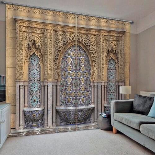 Europe arch relief curtains 3D Curtain Printing Blockout Polyester Photo Drapes Fabric For Room Bedroom Window