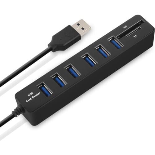 JDL-HSD5/JDL-HSD8 USB Hub Combo Splitter 3/6 Ports Optional USB 2.0 High Speed Mini 2 In 1 SD TF Card Reader for Laptop Computer
