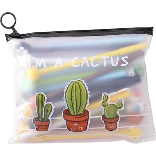 Zipper Cactus Cosmetic Bag Pvc Multifunction Clear Pencil Cases Waterproof Cute Woman Toilet Bag Makeup Organizer Case Pouch