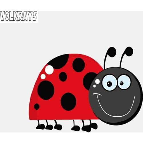 Volkrays Fashion Car Sticker Smile Ladybug Accessories Reflective PVC Decal for Renault Logan Vw Passat B6 Volvo Xc90,6cm*12cm