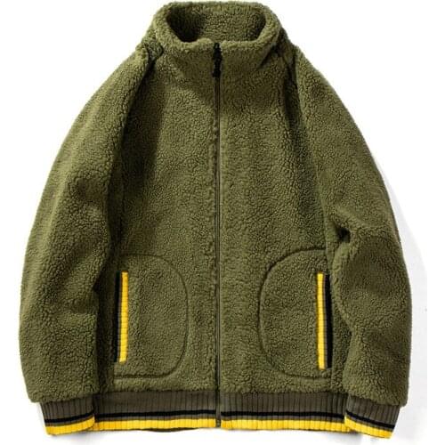 Fashion Winter Fleece Jackets Mens Thick Warm Coats Cashmere Outerwear Solid Color Stand Collar Tops Size S-XXL